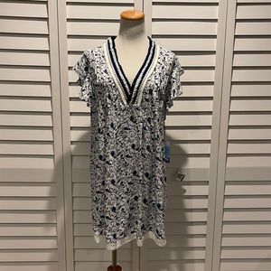 Goa Beachwear NWT by Japna Dress/ Coverup V-neck with fringes Trim & crotchet